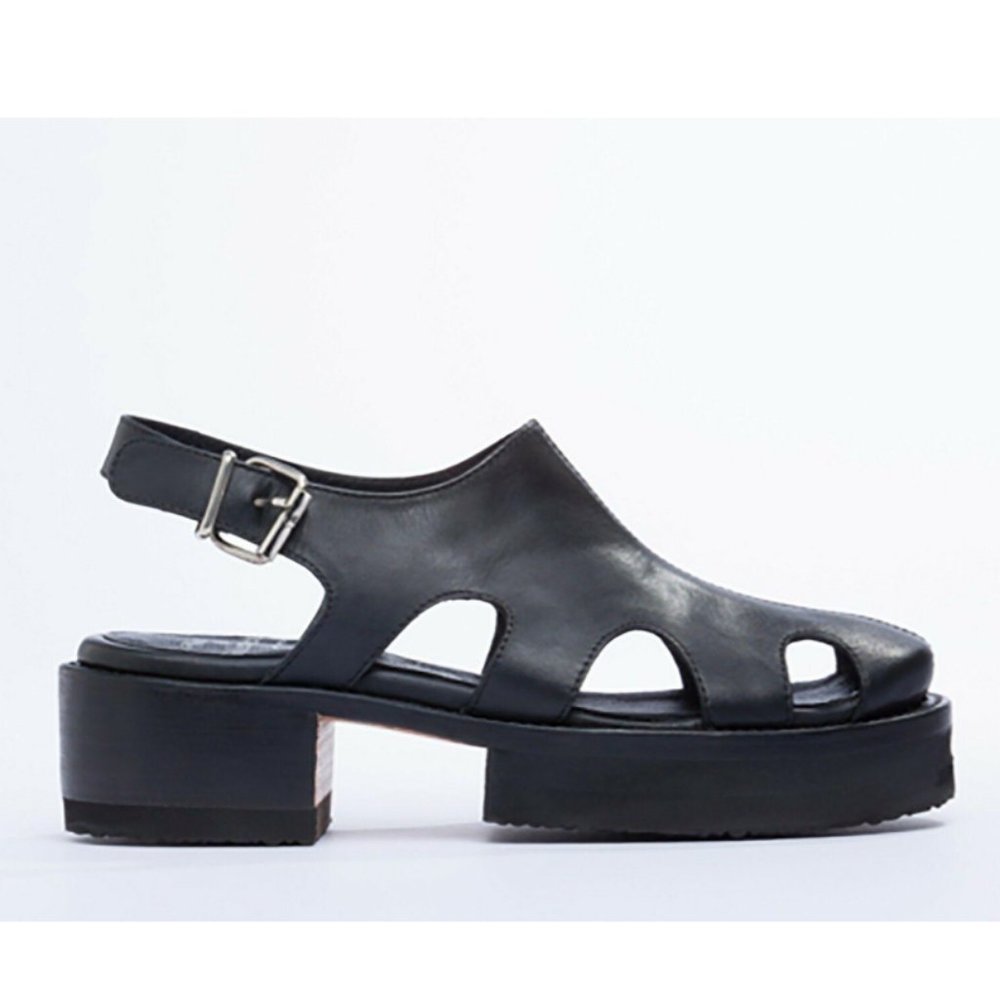 NEW JULIETTE BLACK LEATHER PLATFORM SHOES  SZ 8